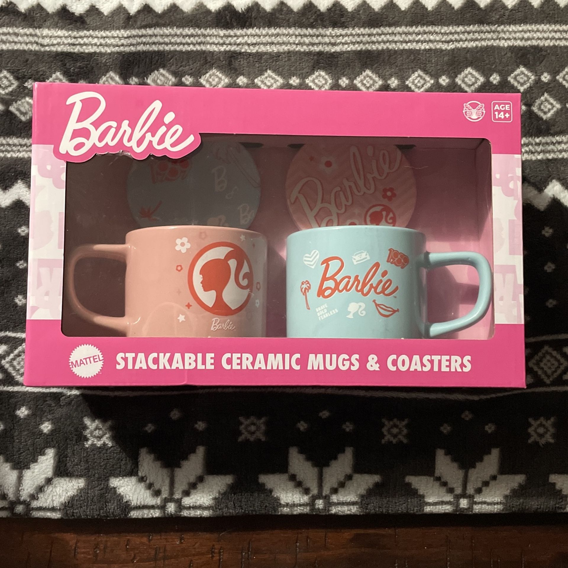 Barbie mugs and coaster