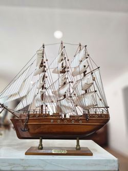 Vintage Aberfoyle 1912 Wooden Sailing Ship Model | 22" Tall Nautical Decor | Maritime Display | Coastal Home Decor