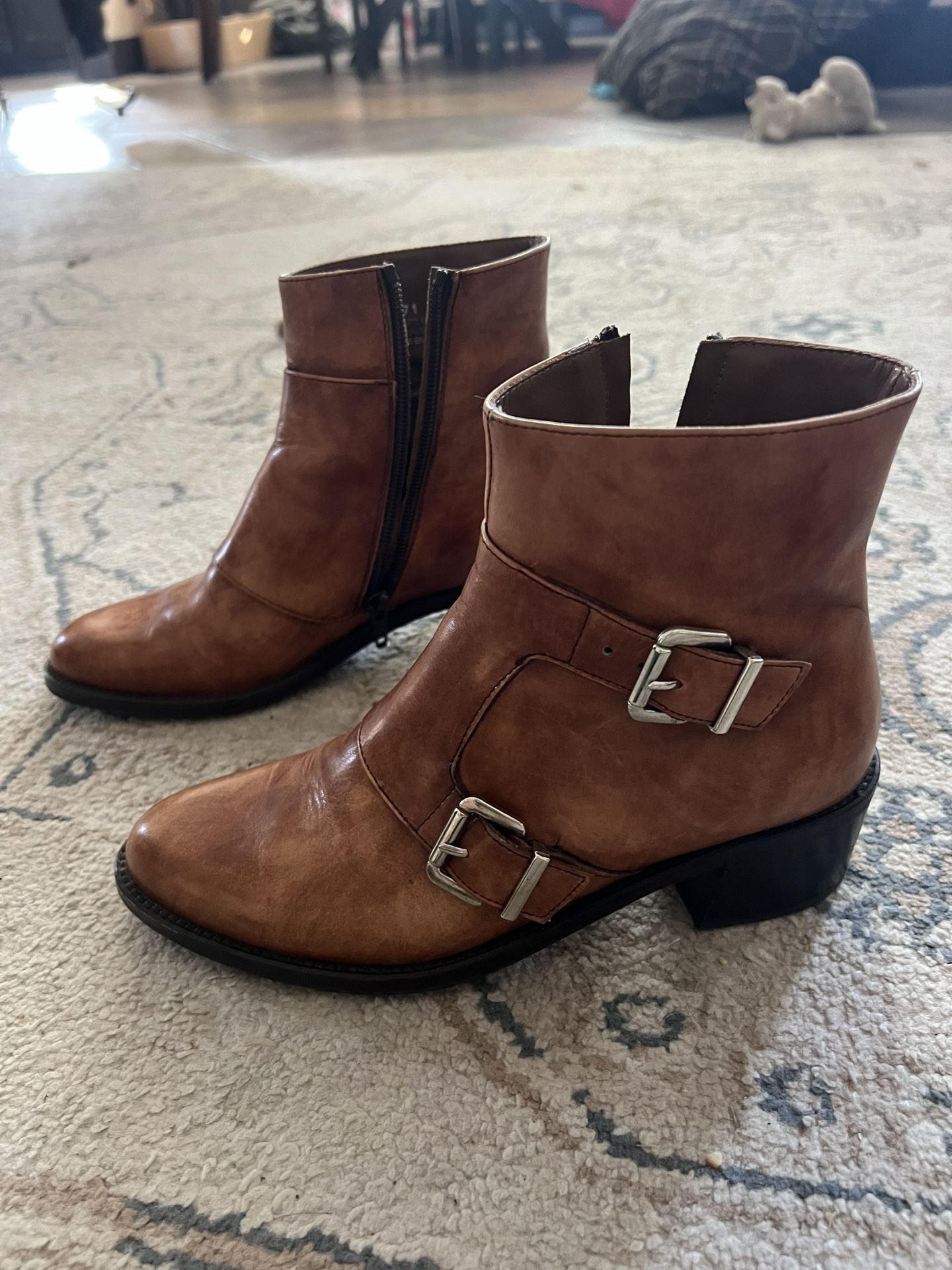 Brown Leather Booties