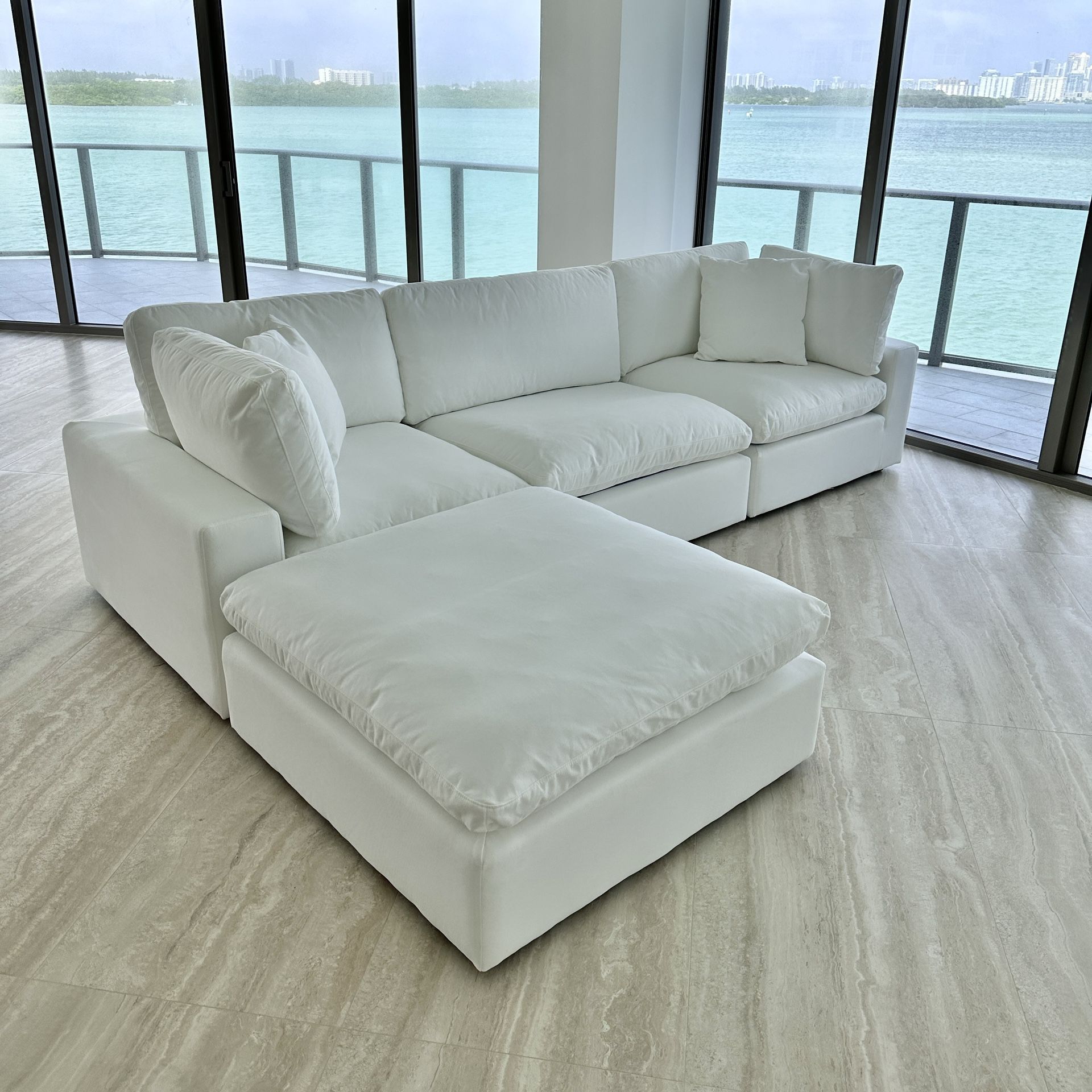 New White Sectional Cloud Couch Sofa
