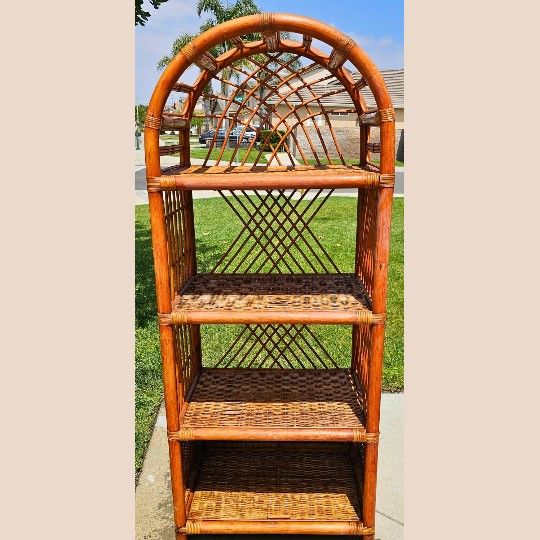 1970 Rattan and  Bamboo Bookcase 