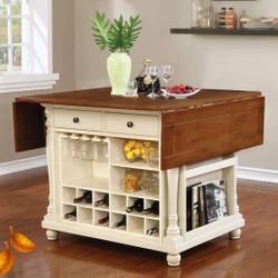 RLATER 2 DRAWER KITCHEN ISLAND WITH DROP LEAVES 