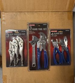 Pliers, Vise grips, adjustable wrench