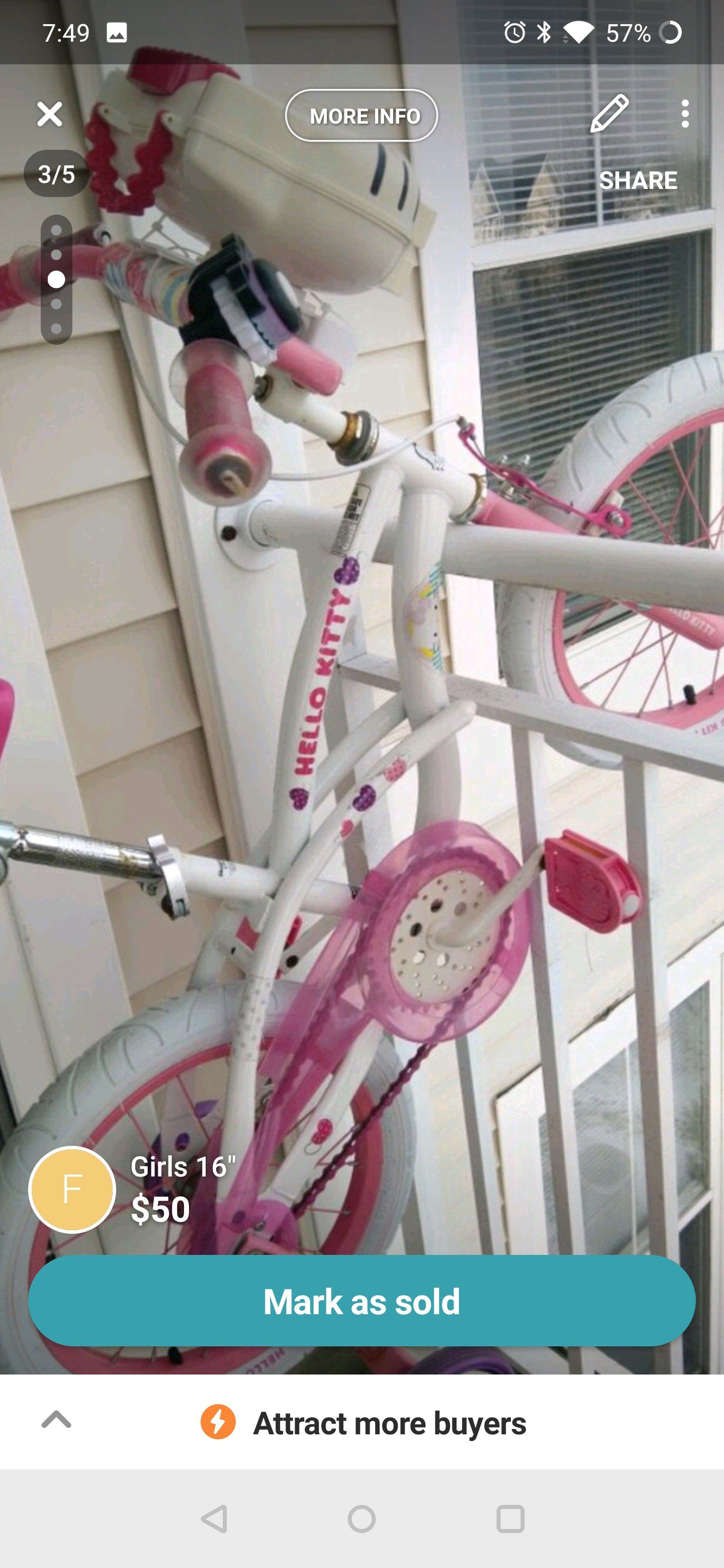 16" girl hello Kitty bike