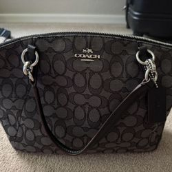 Coach Signature Canvas Black and Grey, Silver Hardware Handbag