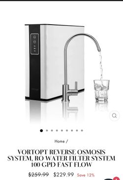 VORTOPT REVERSE OSMOSIS SYSTEM, RO WATER FILTER SYSTEM 100 GPD FAST FLOW