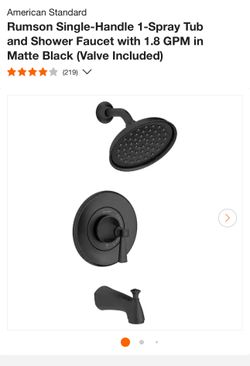 American Standard Rumson Single-Handle 1-Spray Tub and Shower Faucet with 1.8 GPM in Matte Black (Valve Included)