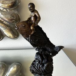 Vintage Brass Boy On Fish Statue ~ IF IT’S STILL LISTED, IT’S AVAILABLE…