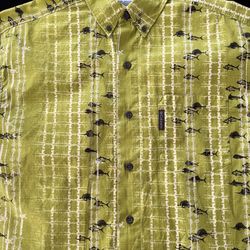 Columbia Men's S Green PFG Fishing Outdoor Hiking Shirt Short Sleeve 100% Cotton