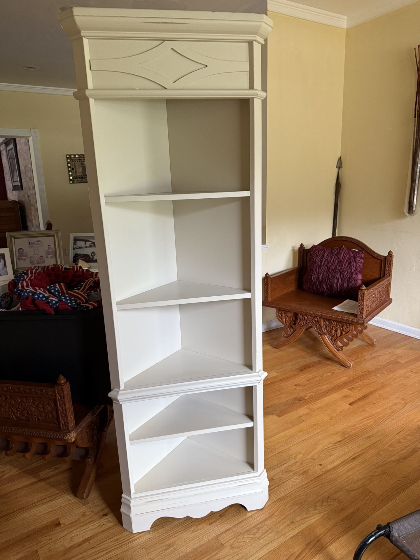 Corner Off White Book Shelf