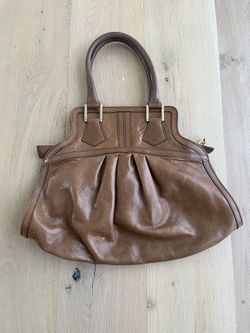 FENDI Pleated Brown Leather Handbag