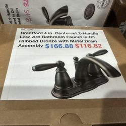 MOEN  Brantford 4 in. Centerset 2-Handle Low-Arc Bathroom Faucet in Oil Rubbed Bronze