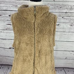 New Tommy Hilfiger Fur Full Zip Vest Size Large Polyester Winter