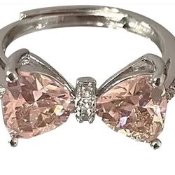 Pink Diamond Bow Adjustable Ring