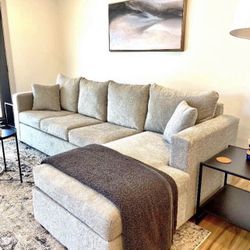 Brand New Light Grey Couch Set With Ottoman Free Delivery 