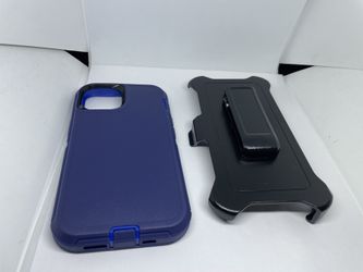 For IPhone 13 Blue Hard Case Cover With Belt Clíp Holster 
