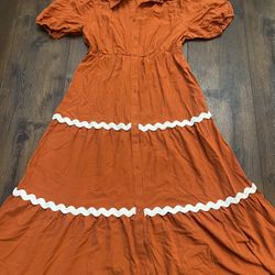 New Womans Burnt Orange Dress Size Medium By SXIDECGQI #2