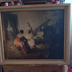 Vintage Print Art Work / Gilded Frame