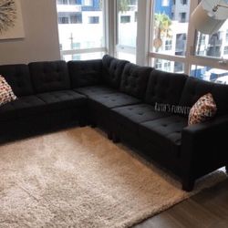 Black Sectional Sofa 107”x 84” On sale Only $449 No Tax