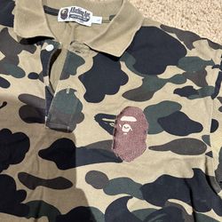 Bape Camouflage Camo Polo Shirt Size Large L 