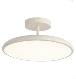 KCO 15.7" Large 36W LED Dimmable Cream White Flush Mount Ceiling Light Rotatable, Remote Control, Mid Century Vintage Close to Ceiling Lamp for Bedroo