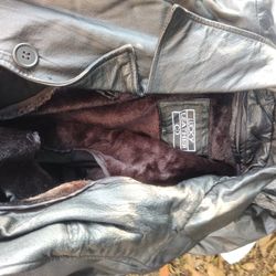 Free. Large Men's Leather Jacket Lined.