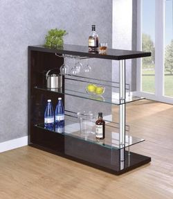 Glossy Brown Bar Unit with Wine Rack! Lowest Prices Ever!