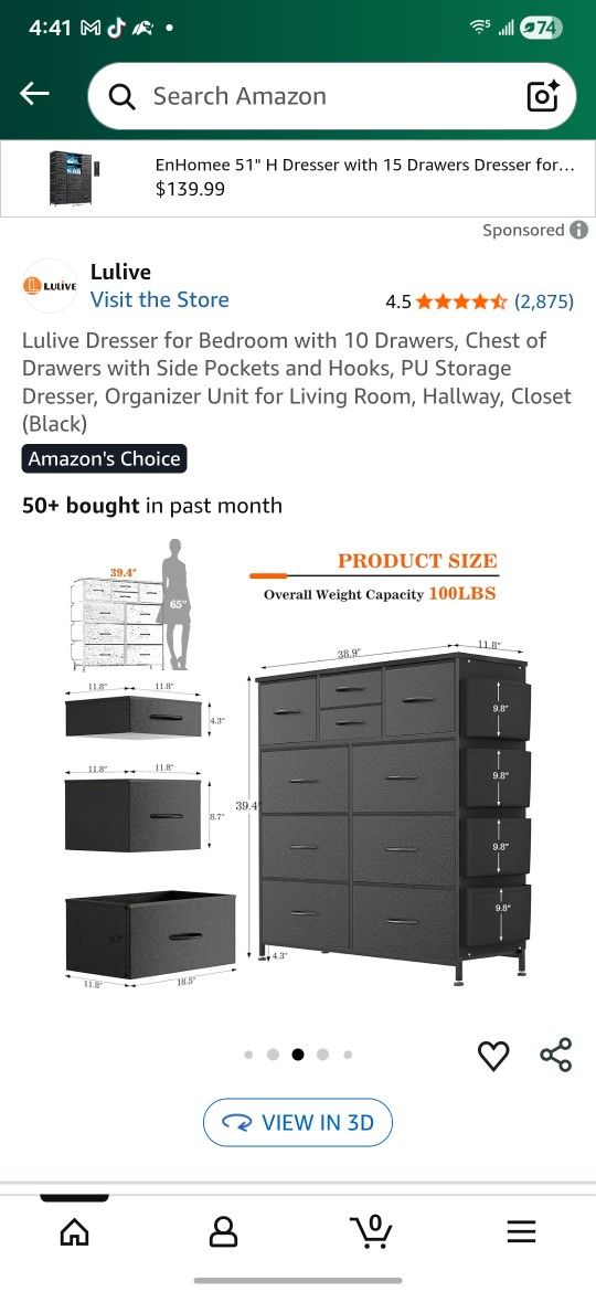 New Still  Box Dresser for Bedroom with 10 Drawers, Chest of Drawers with Side Pockets and Hooks, PU Storage Dresser, Organizer Unit for Living Room.
