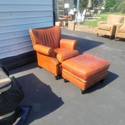 Leather Chair And Ottoman