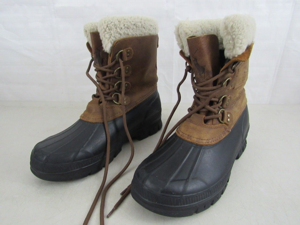 Polo Ralph Lauren Duck Boots Men's Size 9D Brown Rubber Leather
