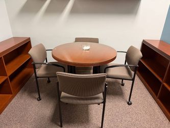 Round Conference Table with Glass Top