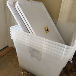5 Sterilite 56 Qt Clear Storage Bins w/ Lids 