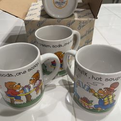 4 Vintage Bernstein Bears Princess House Mugs