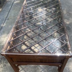 Vintage  1970S BAMBOO WOVEN COCKTAIL TABLE
