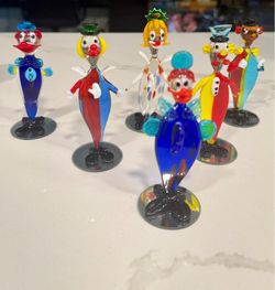 Vintage Marano style art glass clown collectibles