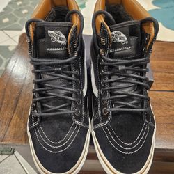 Vans Sk8-Hi Scotchgard 3M Black Leather Sherpa High Top Men Size 7.5