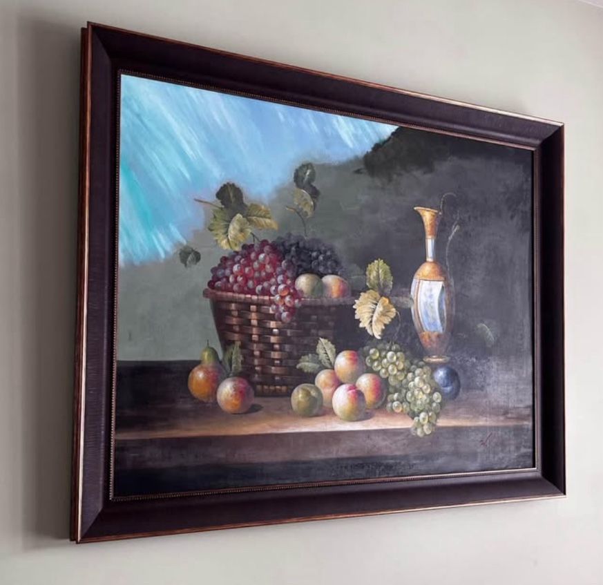 Art- fruit basket and wine