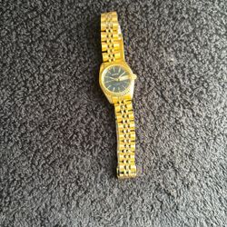 Vtg GENEVE Gold Plated Date 50mm Women Watch Fluted Bezel As Is
