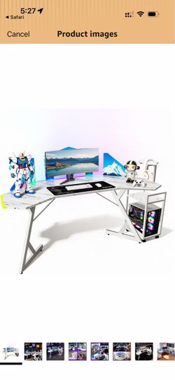 Gaming Desk - MSYREX semi-enclosed with LED lights -Color-White