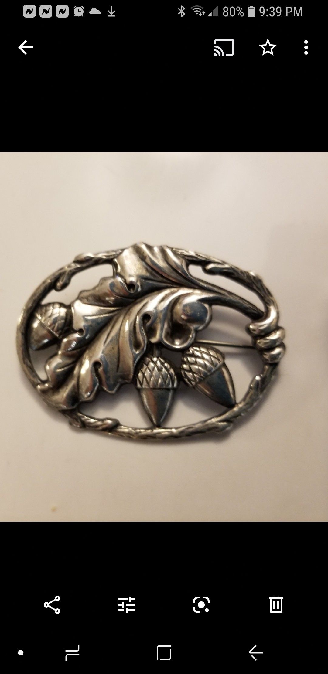 Vintage Danecraft? Sterling Silver Acorn Brooch