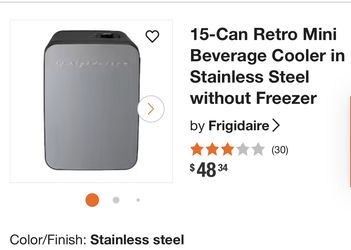 Frigidaire 15-Can Retro Mini Beverage Cooler in Stainless Steel without Freezer