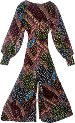 Karen T Jumpsuit Size Large Made in USA Long Sleeve Wide Leg Stunning