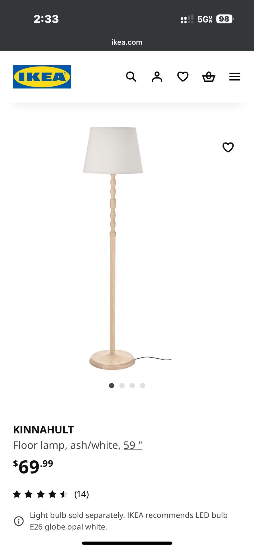 IKEA Kinnahult Wood Floor Lamp for Sale in Gardena, CA - OfferUp