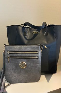 BCBG Black Tote Bag with crossbody purse