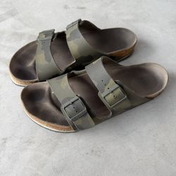 Birkenstock Men’s Green Camouflage Sandals