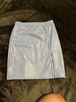 Baby Blue Leather Skirt