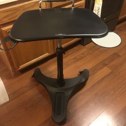 Rolling Standing Computer Desk Work Station Like New Mouse And Cup Holder Solid Base Aidata