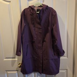 New Women's Rain Coat Jacket Lightweight Hood Hooded Purple Size XL