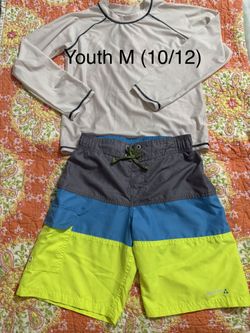Youth M (10/12) Rash Guard and Gerry Swim Trunks