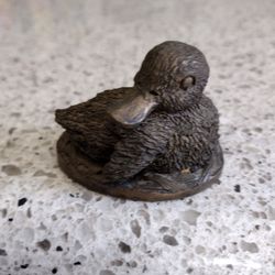 Vintage Bronze Duck on Nest Sculpture/Paperweight 